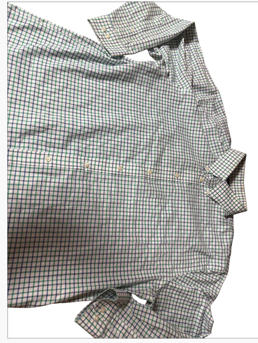 Stafford Tailored Culture Regular Fit Oxford Shirt size 18 34-35 Green Grid plai - Picture 5 of 15